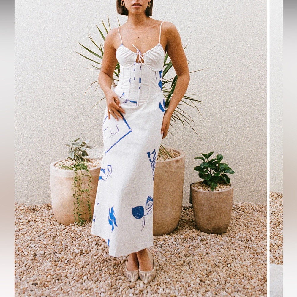 Sabo Skirt White and Blue Maxi Dress